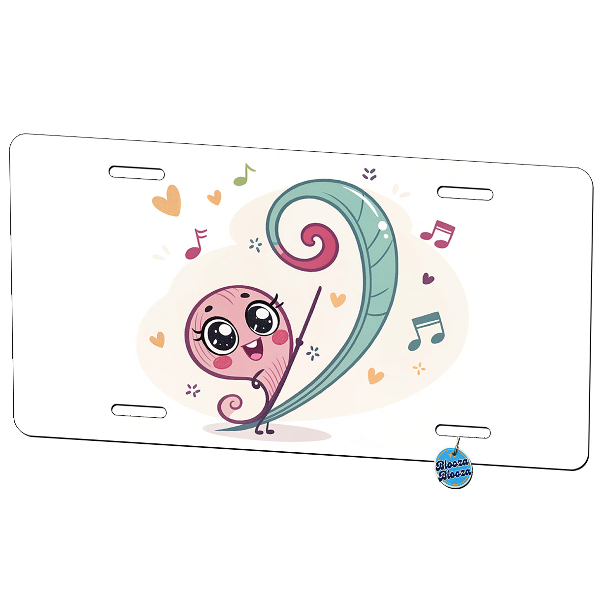 Kawaii Bass Clef Music Metal Vanity Novelty Tag License Plate for Trucks Cars SUVs
