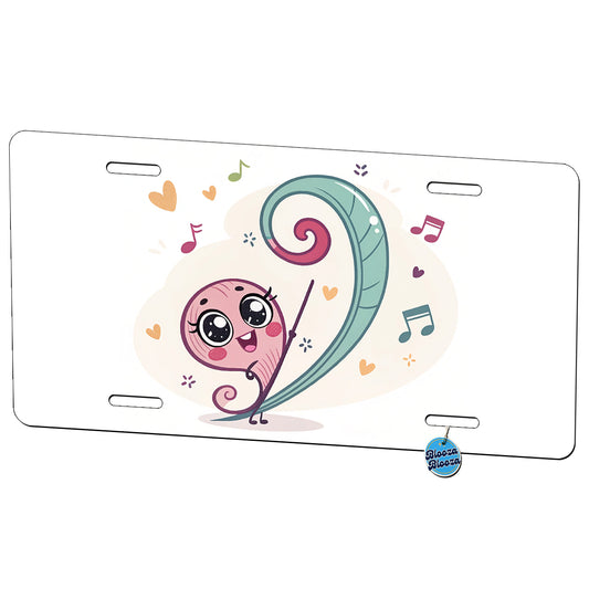 Kawaii Bass Clef Music Metal Vanity Novelty Tag License Plate for Trucks Cars SUVs