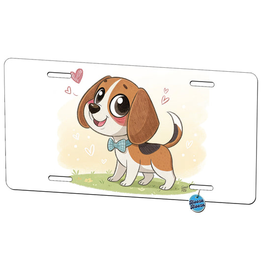 Kawaii Beagle Dog Metal Vanity Novelty Tag License Plate for Trucks Cars SUVs