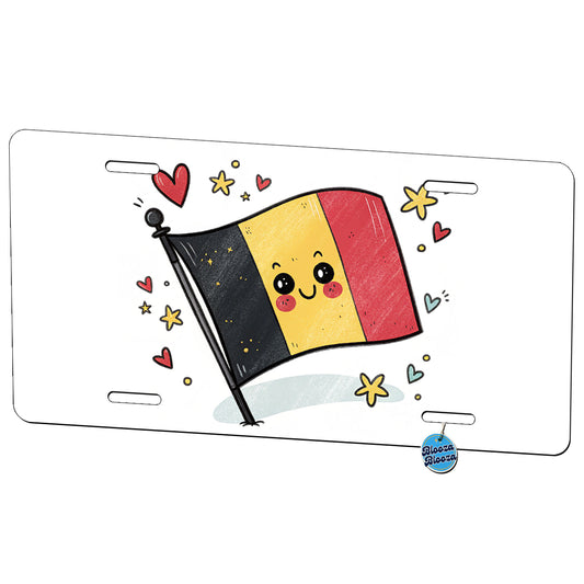 Kawaii Belgium Flag Metal Vanity Novelty Tag License Plate for Trucks Cars SUVs