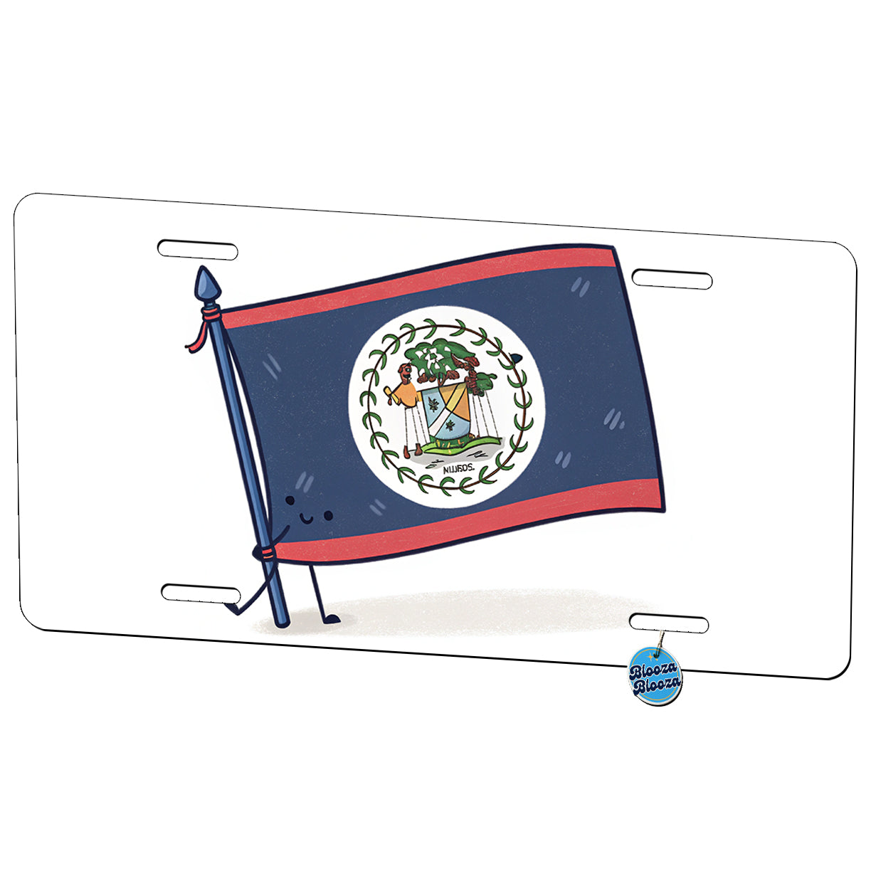 Kawaii Belize Flag Metal Vanity Novelty Tag License Plate for Trucks Cars SUVs