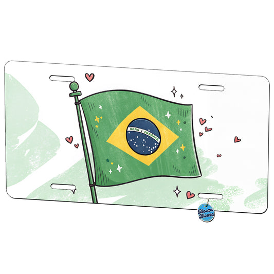 Kawaii Brazil Flag Metal Vanity Novelty Tag License Plate for Trucks Cars SUVs
