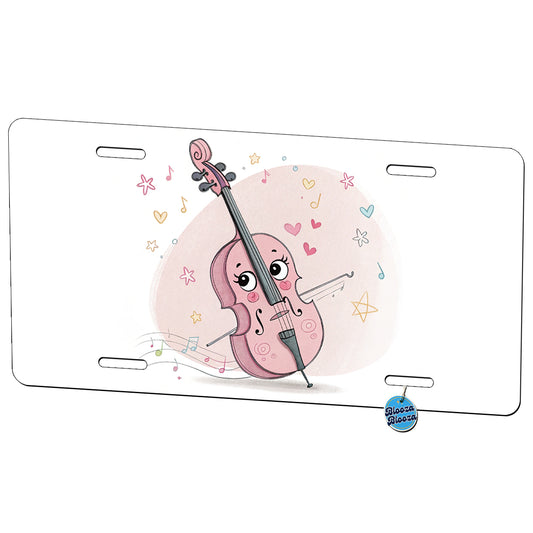 Kawaii Cello Music Metal Vanity Novelty Tag License Plate for Trucks Cars SUVs