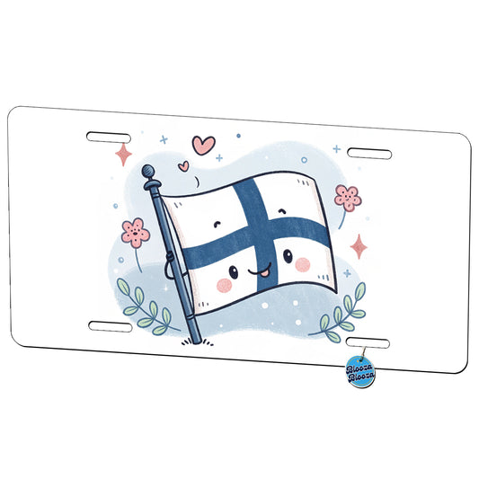 Kawaii Finland Flag Metal Vanity Novelty Tag License Plate for Trucks Cars SUVs