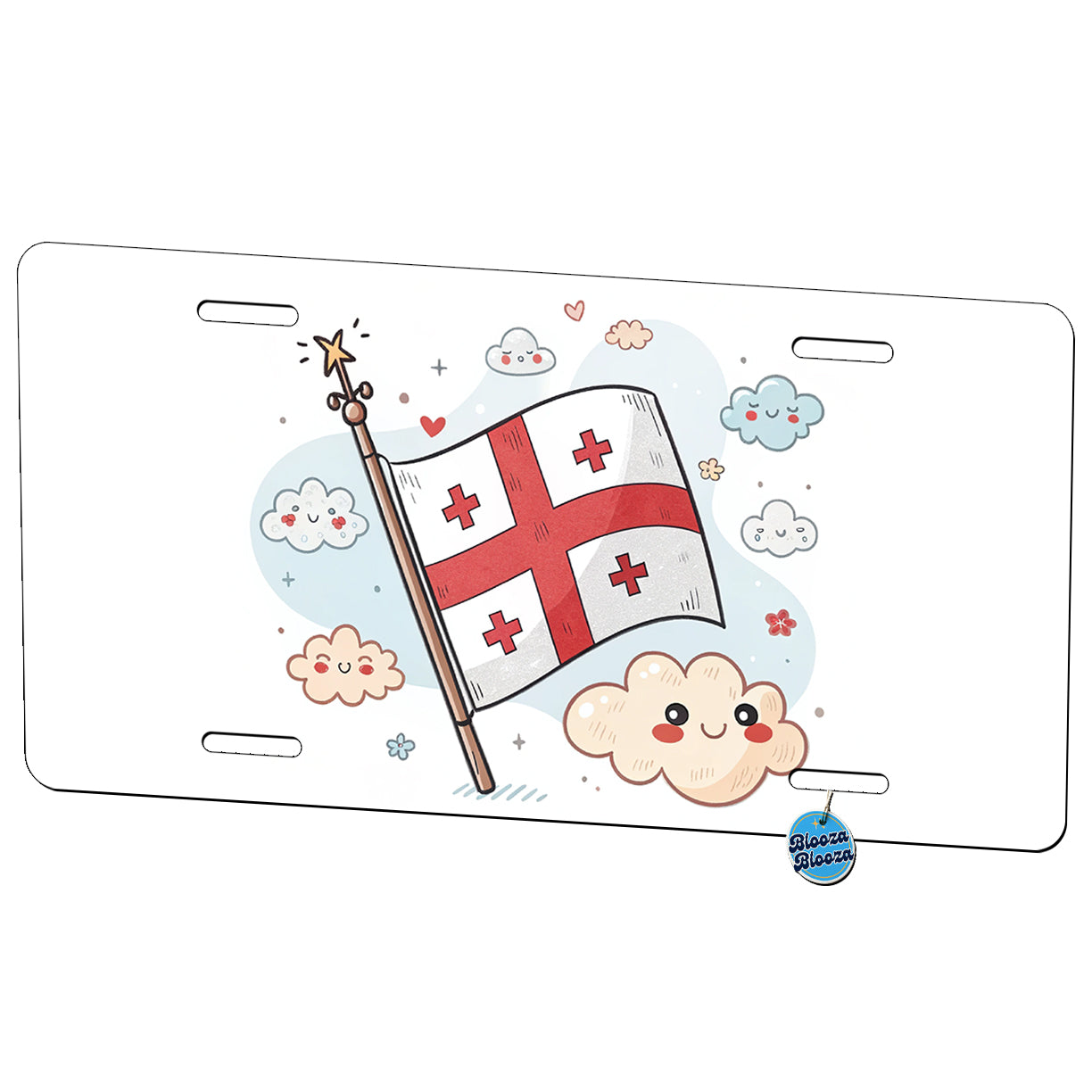 Kawaii Georgia Flag Metal Vanity Novelty Tag License Plate for Trucks Cars SUVs