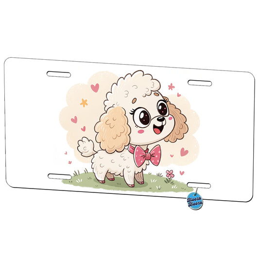 Kawaii Poodle Dog Metal Vanity Novelty Tag License Plate for Trucks Cars SUVs