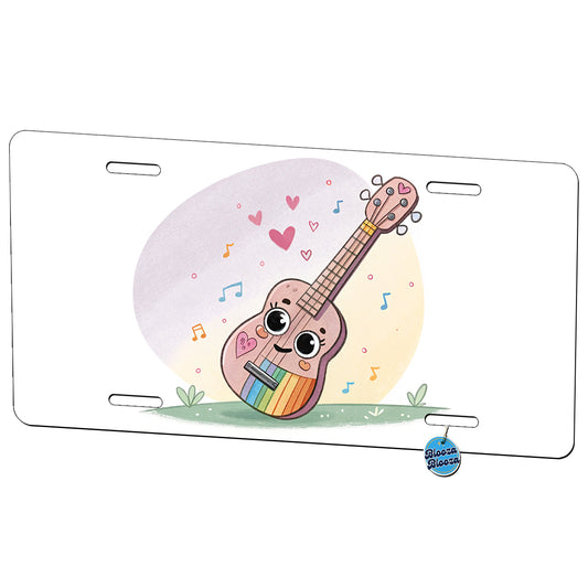 Kawaii Colorful Ukulele Music Metal Vanity Novelty Tag License Plate for Trucks Cars SUVs