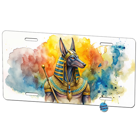 Ancient Egyptian God Anubis Watercolor Metal Vanity Novelty Tag License Plate for Trucks Cars SUVs