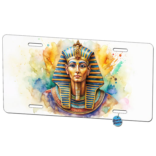 Ancient Egyptian Pharaoh Watercolor Metal Vanity Novelty Tag License Plate for Trucks Cars SUVs
