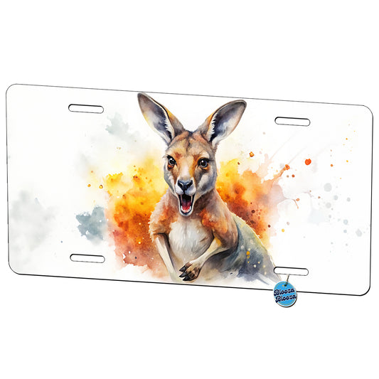 Angry Kangaroo Watercolor Metal Vanity Novelty Tag License Plate for Trucks Cars SUVs