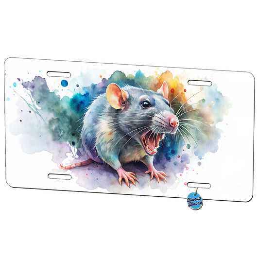 Angry Rat Watercolor Metal Vanity Novelty Tag License Plate for Trucks Cars SUVs