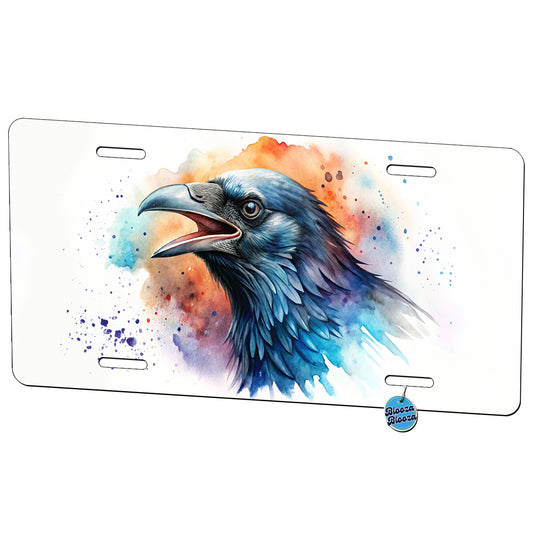 Angry Raven Watercolor Metal Vanity Novelty Tag License Plate for Trucks Cars SUVs