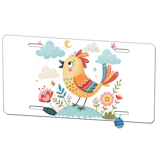 Bird Children's Illustration Style Metal Vanity Novelty Tag License Plate for Trucks Cars SUVs