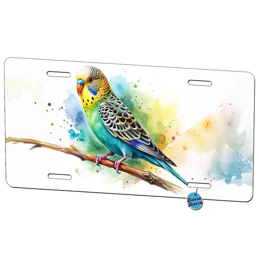 Budgerigar Budgie Parakeet Bird Watercolor Metal Vanity Novelty Tag License Plate for Trucks Cars SUVs