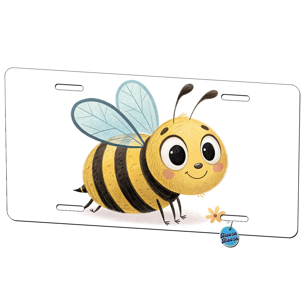 Bumble Bee Children's Illustration Style Metal Vanity Novelty Tag License Plate for Trucks Cars SUVs