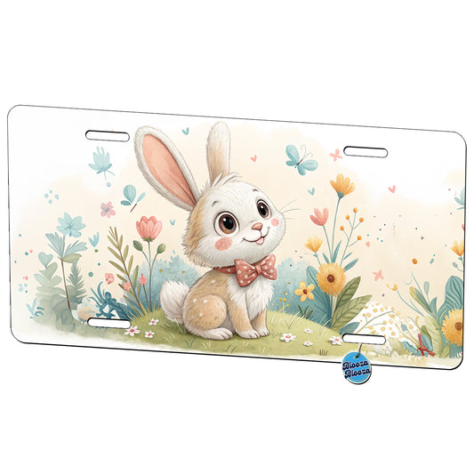 Bunny Rabbit Children's Illustration Style Metal Vanity Novelty Tag License Plate for Trucks Cars SUVs