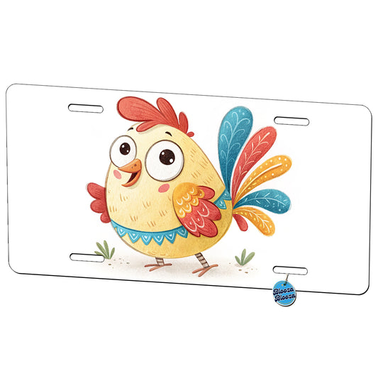 Chicken Children's Illustration Style Metal Vanity Novelty Tag License Plate for Trucks Cars SUVs