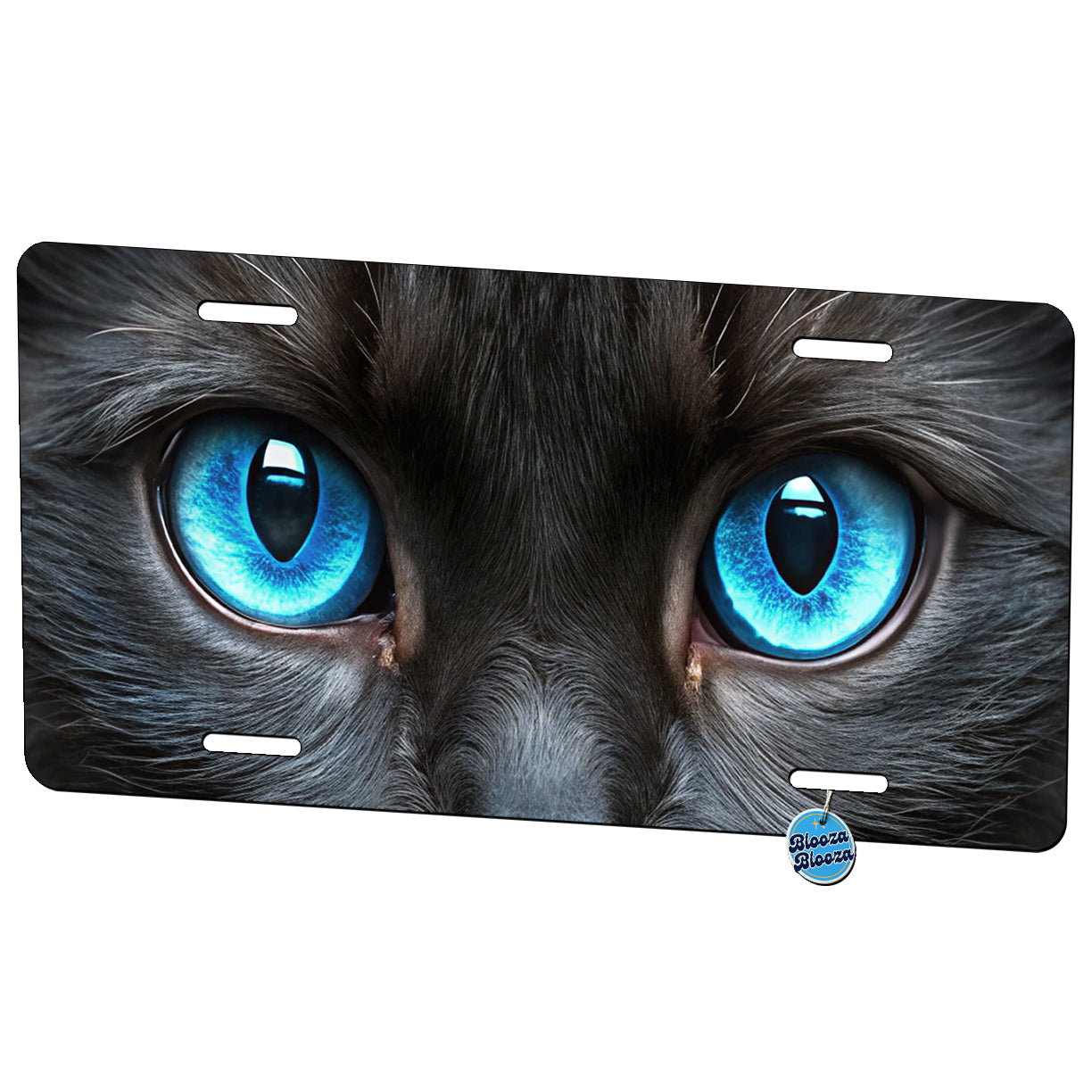 Close-Up Of Blue Cat Eyes Metal Vanity Novelty Tag License Plate for Trucks Cars SUVs