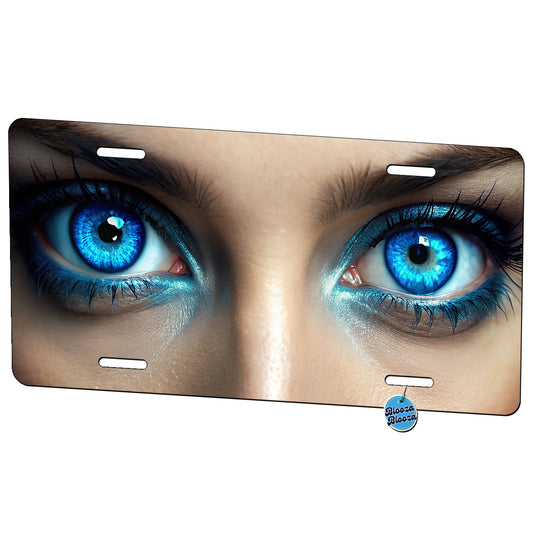 Close-Up Of Blue Eyes Metal Vanity Novelty Tag License Plate for Trucks Cars SUVs