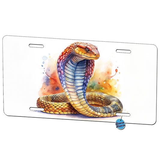 Cobra Snake Watercolor Metal Vanity Novelty Tag License Plate for Trucks Cars SUVs