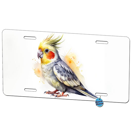 Cockatiel Parrot Bird Watercolor Metal Vanity Novelty Tag License Plate for Trucks Cars SUVs