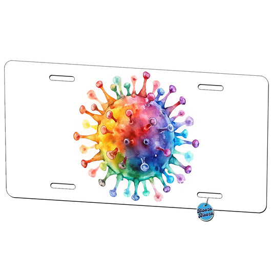 Colorful Rainbow Virus Watercolor Metal Vanity Novelty Tag License Plate for Trucks Cars SUVs
