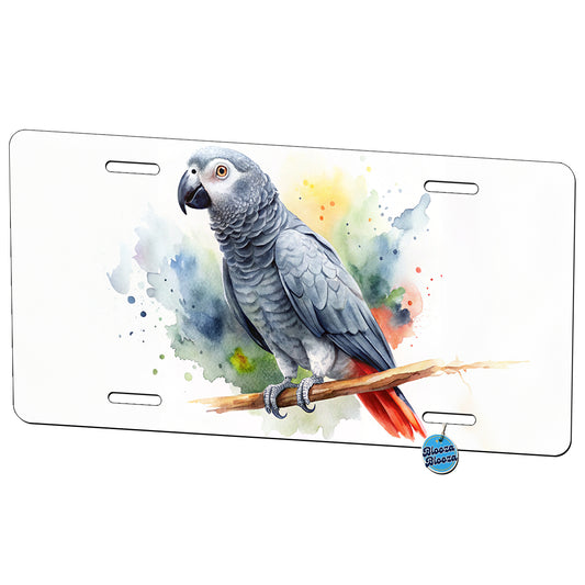Congo African Grey Parrot Watercolor Metal Vanity Novelty Tag License Plate for Trucks Cars SUVs