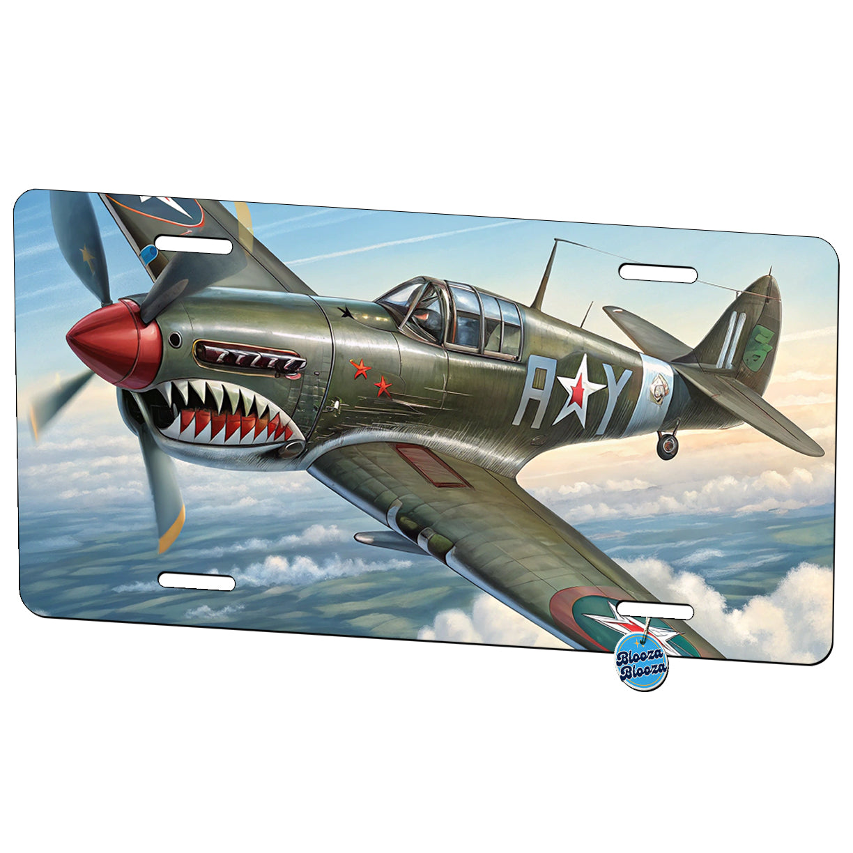 Curtiss P-40 Warhawk WWII US Fighter Bomber Plane Metal Vanity Novelty Tag License Plate for Trucks Cars SUVs