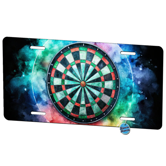 Dart Board Black Watercolor Metal Vanity Novelty Tag License Plate for Trucks Cars SUVs