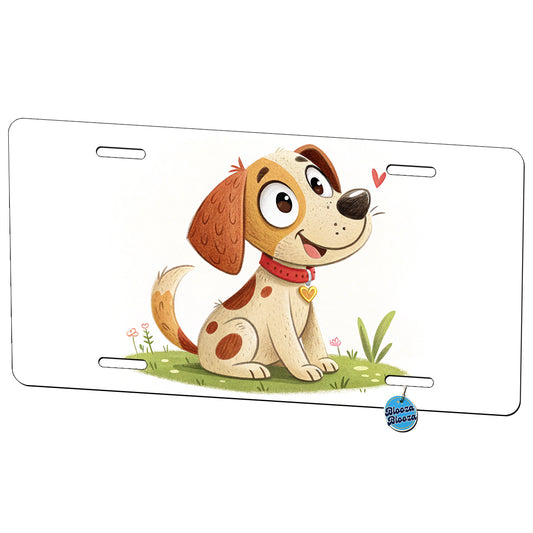 Dog Children's Illustration Style Metal Vanity Novelty Tag License Plate for Trucks Cars SUVs