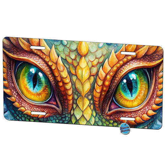 Dragon Eyes Close Up Watercolor Metal Vanity Novelty Tag License Plate for Trucks Cars SUVs