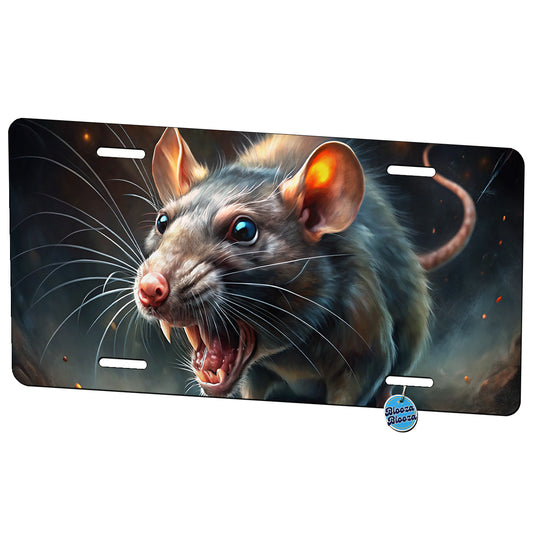Evil Angry Rat Black Watercolor Metal Vanity Novelty Tag License Plate for Trucks Cars SUVs