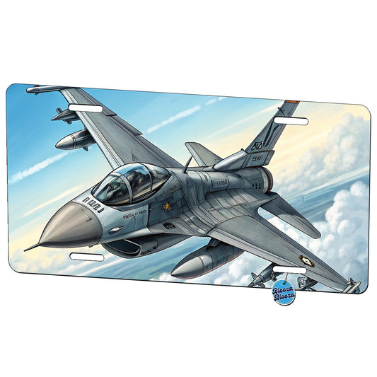 F-16 Fighting Falcon Viper US Air Force Air Superiority Fighter Plane Metal Vanity Novelty Tag License Plate for Trucks Cars SUVs