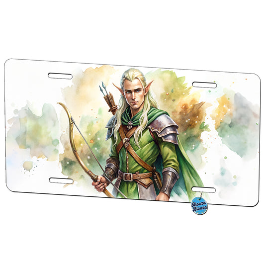 Fantasy Male Elven Ranger Archer Warrior Watercolor Metal Vanity Novelty Tag License Plate for Trucks Cars SUVs