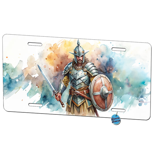 Fantasy Male Warrior Fighter With Full Armor Tank Metal Vanity Novelty Tag License Plate for Trucks Cars SUVs