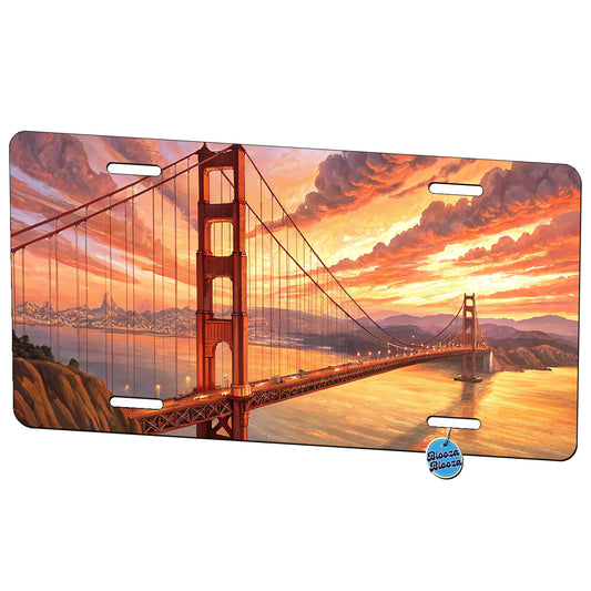 Golden Gate Bridge During Sunset San Francisco California Metal Vanity Novelty Tag License Plate for Trucks Cars SUVs