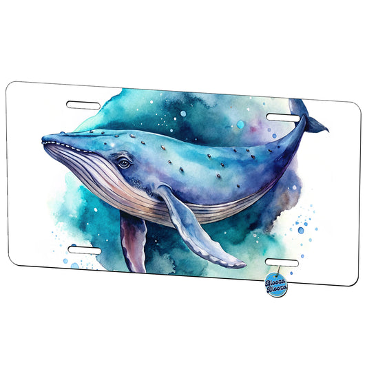 Humpback Whale Watercolor Metal Vanity Novelty Tag License Plate for Trucks Cars SUVs