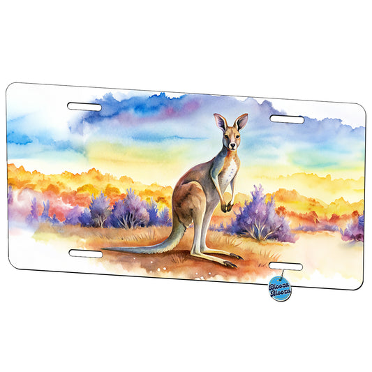 Kangaroo In The Fields Of Australia Watercolor Metal Vanity Novelty Tag License Plate for Trucks Cars SUVs