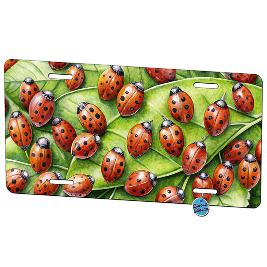 Ladybugs on Leaf Metal Vanity Novelty Tag License Plate for Trucks Cars SUVs