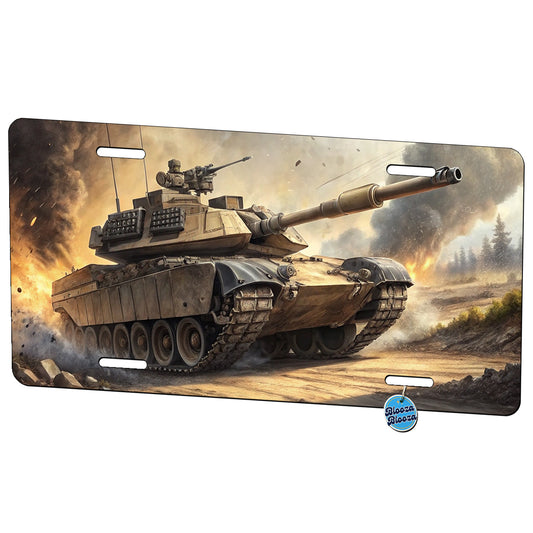 M1 Abrams Tank On The Move Metal Vanity Novelty Tag License Plate for Trucks Cars SUVs