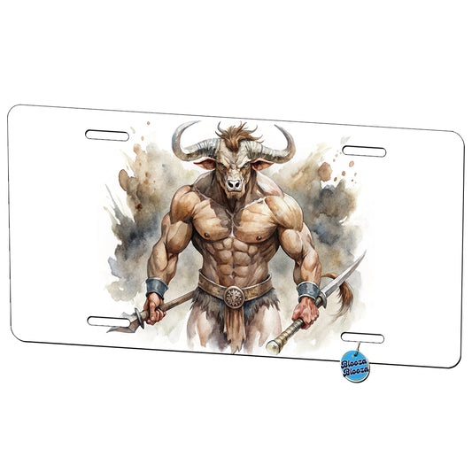 Minotaur Greek Mythology Watercolor Metal Vanity Novelty Tag License Plate for Trucks Cars SUVs