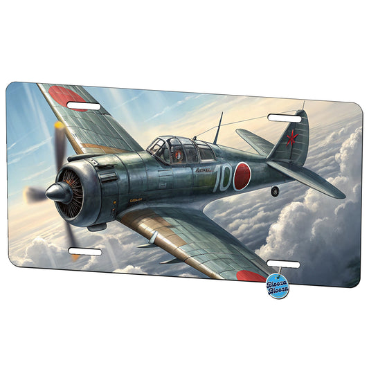 A6M Zero WWII Japanese Navy Fighter Plane Metal Vanity Novelty Tag License Plate for Trucks Cars SUVs