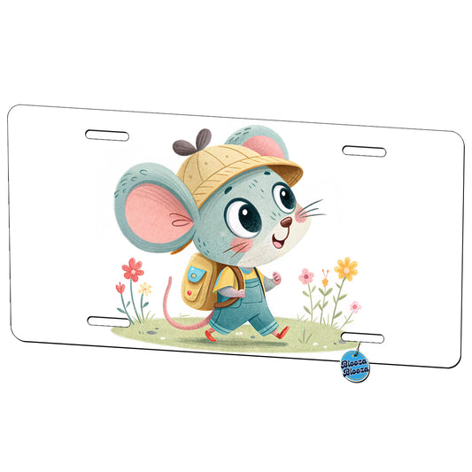 Mouse Children's Illustration Style Metal Vanity Novelty Tag License Plate for Trucks Cars SUVs