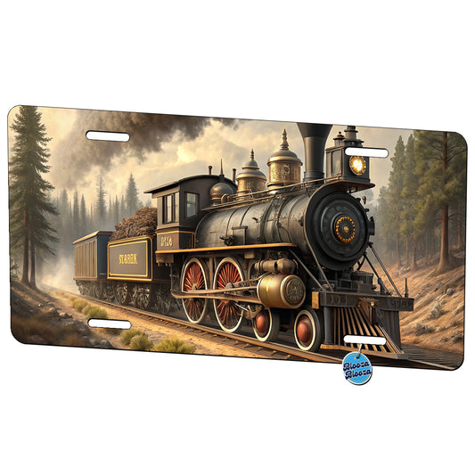 Old West Steam Locomotive Western Metal Vanity Novelty Tag License Plate for Trucks Cars SUVs