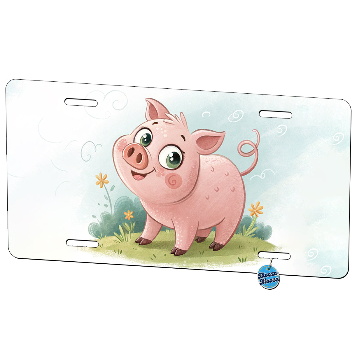 Pig Children's Illustration Style Metal Vanity Novelty Tag License Plate for Trucks Cars SUVs