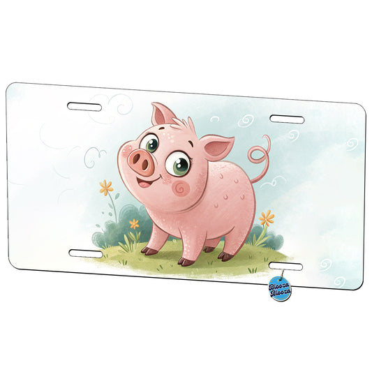 Pig Children's Illustration Style Metal Vanity Novelty Tag License Plate for Trucks Cars SUVs