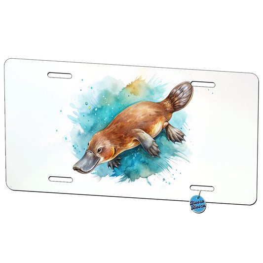 Platypus Swimming Watercolor Metal Vanity Novelty Tag License Plate for Trucks Cars SUVs