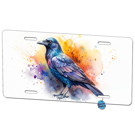 Raven Colorful Watercolor Metal Vanity Novelty Tag License Plate for Trucks Cars SUVs