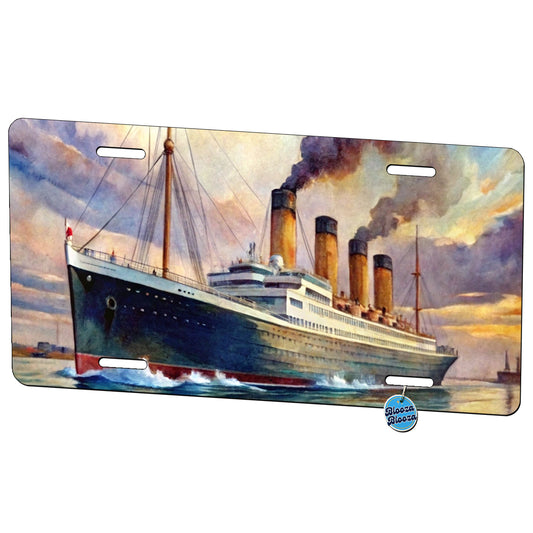 RMS Titanic Ocean Liner Cruise Ship Underway Watercolor Metal Vanity Novelty Tag License Plate for Trucks Cars SUVs