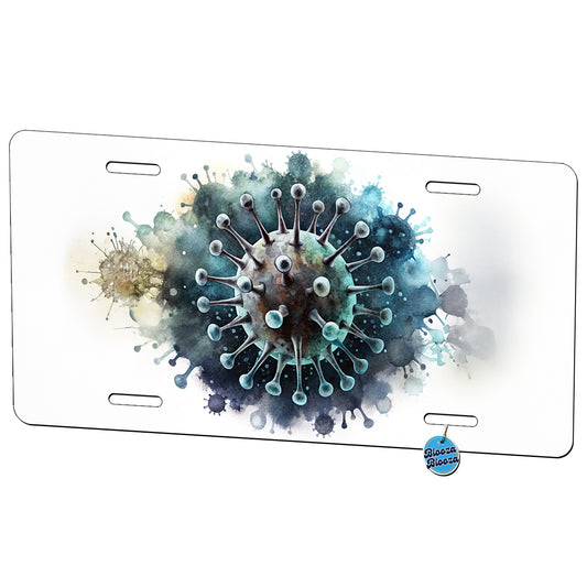 Scary Virus Black Watercolor Metal Vanity Novelty Tag License Plate for Trucks Cars SUVs